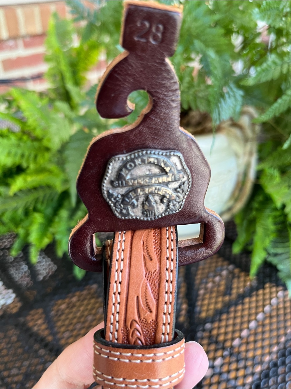 Montana Silversmith Hand Tooled Leather Belt Size 28